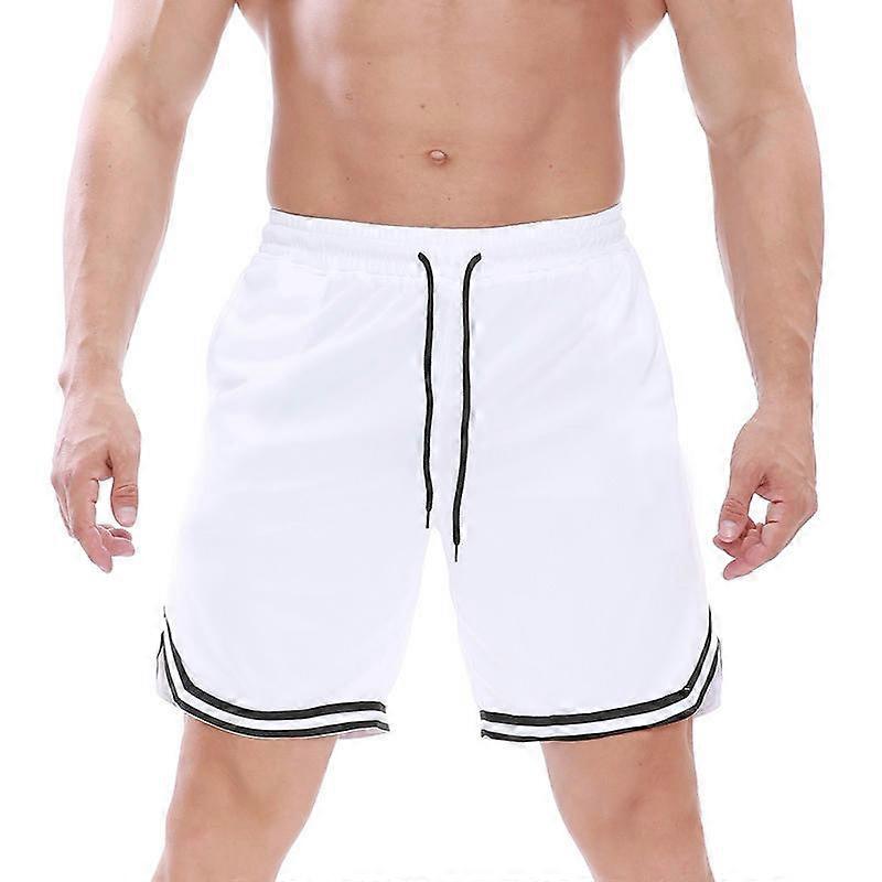 Men's Athletic Gym Mesh Shorts with Pockets Lightweight Quick Dry Breathable-white
