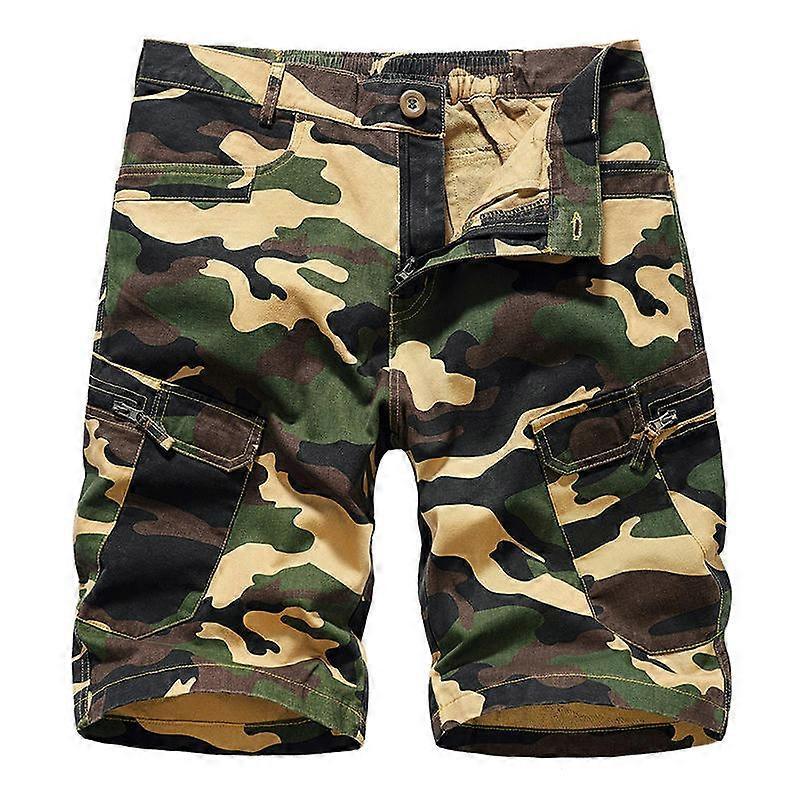 Men's Camo Cargo Shorts Relaxed Fit Multi Pocket Outdoor Cargo Shorts-Yellow Camouflage