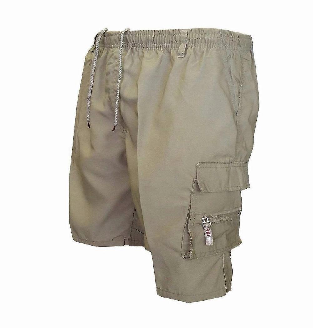 Men's Cargo Shorts Elastic Waistband Relaxed Fit Summer Casual Shorts-Khaki color