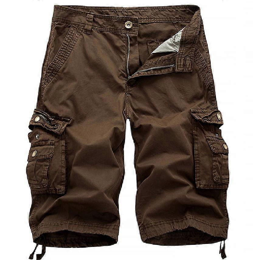 Men's Cargo Shorts Relaxed Fit Multi-Pocket Outdoor Cotton Shorts -coffee