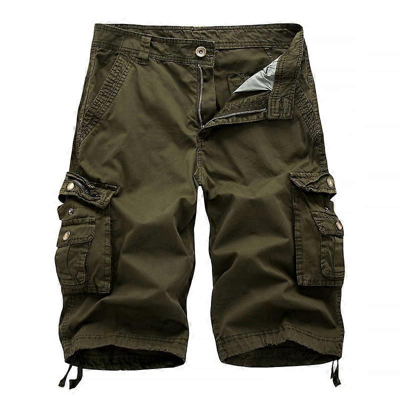 Men's Cargo Shorts Relaxed Fit Multi-Pocket Outdoor Cotton Shorts -Military Green