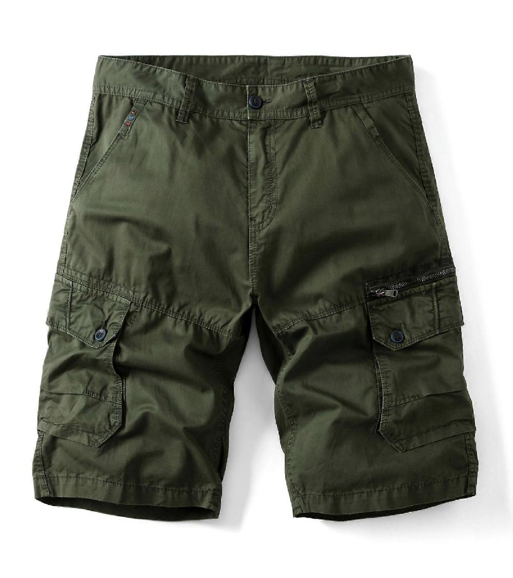 Men's Cargo Shorts Relaxed Fit Multi-Pocket Outdoor Cotton Shorts-green
