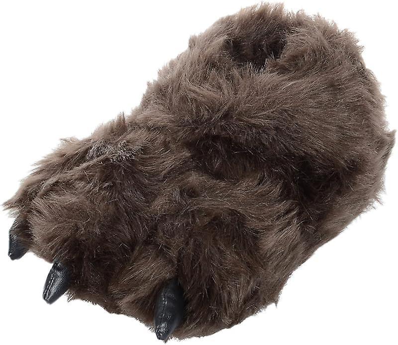 Men's Comfortable Bear Feet Hibernation Wearing Fluffy Novelty Slippers - Uk Size 10 Brown