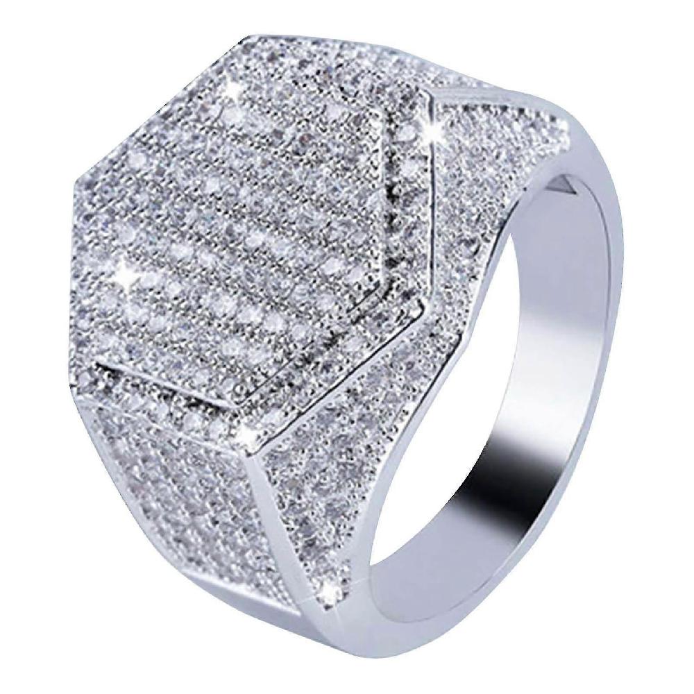 Men's Fashion Diamond Fashion Creative Square Diamond Ring Jewelry