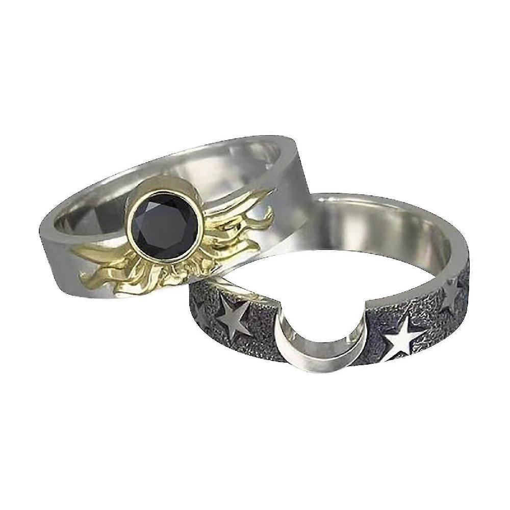 Men's Fashion Heart-shaped Double Layer Unisex Ring Star And Moon Ring Set
