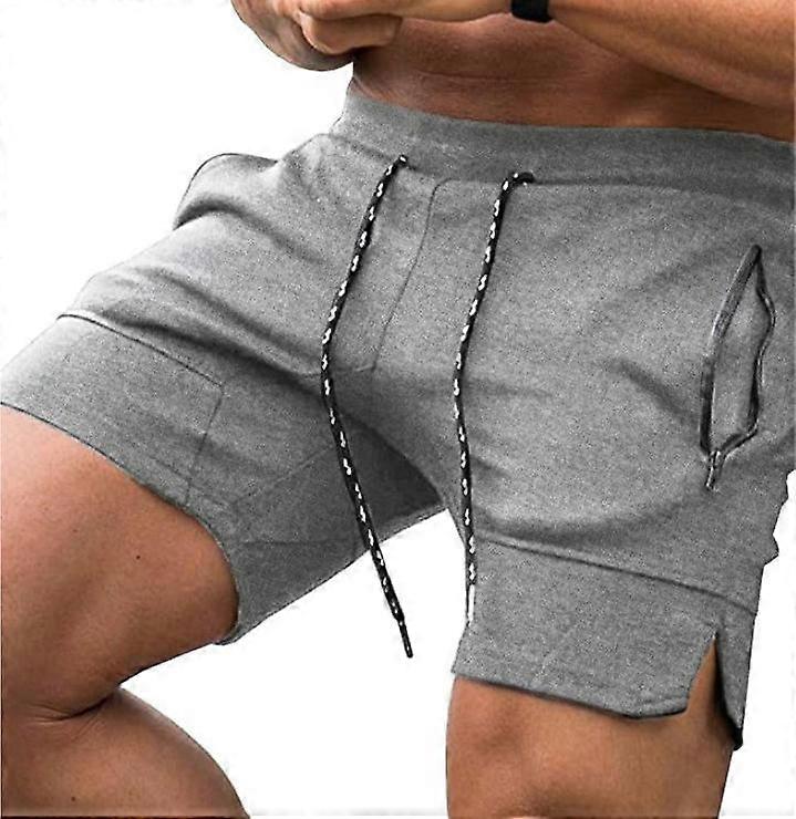 Men's Gym Workout Shorts Lightweight Training Running Sports Jogger with Pockets-Light gray