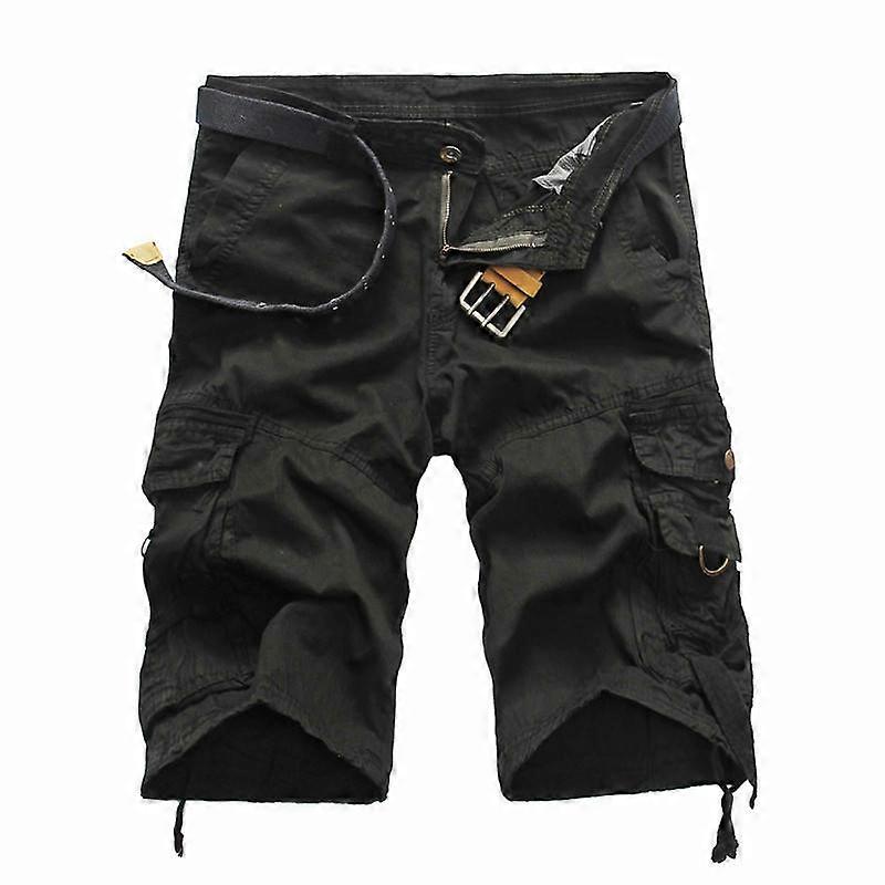 Men's Lightweight Multi Pocket Cotton Casual Cargo Shorts Outdoor Shorts with Pockets(No Belt)-black