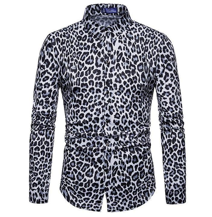 Men's Long Sleeve Leopard Print Shirts for Party