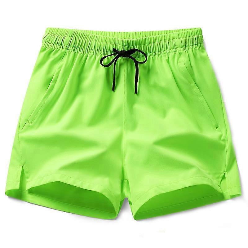 Men's Running Shorts With Pockets Quick Dry Gym Athletic Workout Shorts-Fluorescent Green