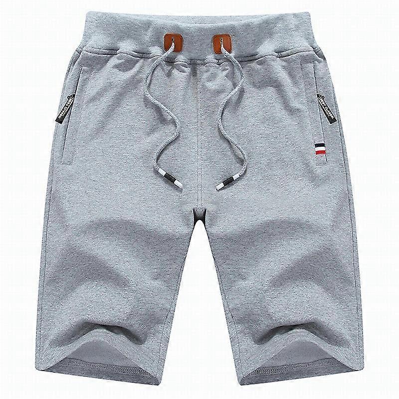 Men's Shorts Casual Classic Fit Cotton Summer Shorts with Elastic Waist and Pockets-light gray