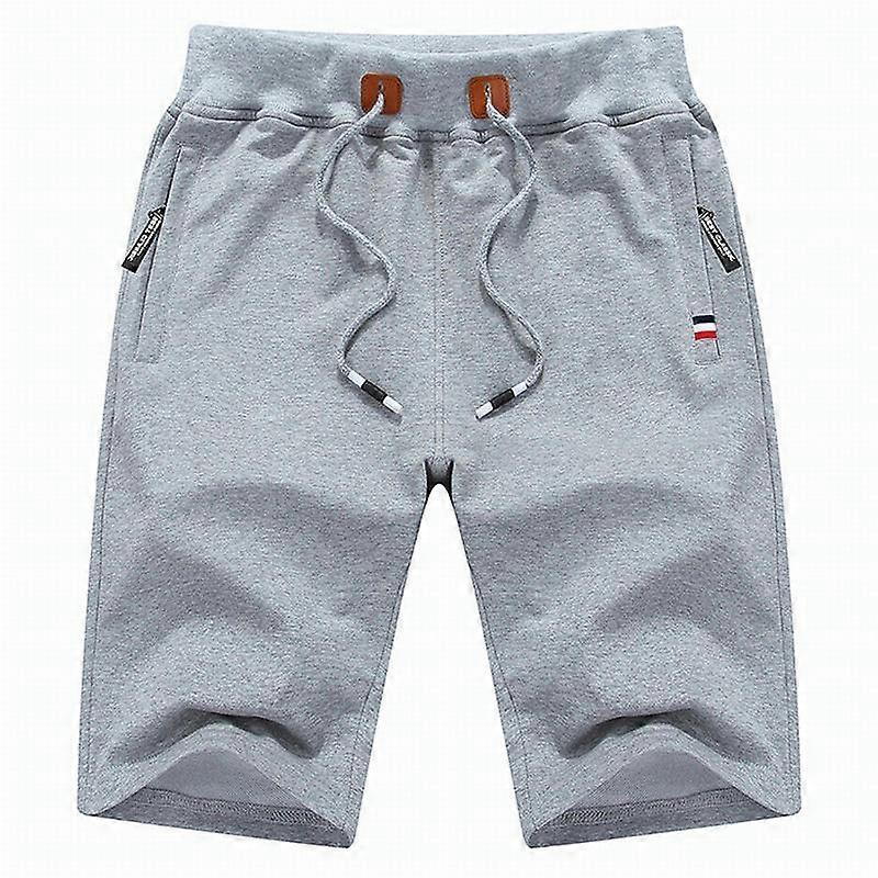 Men's Shorts Casual Drawstring Summer Beach Shorts with Elastic Waist and Pockets-light gray