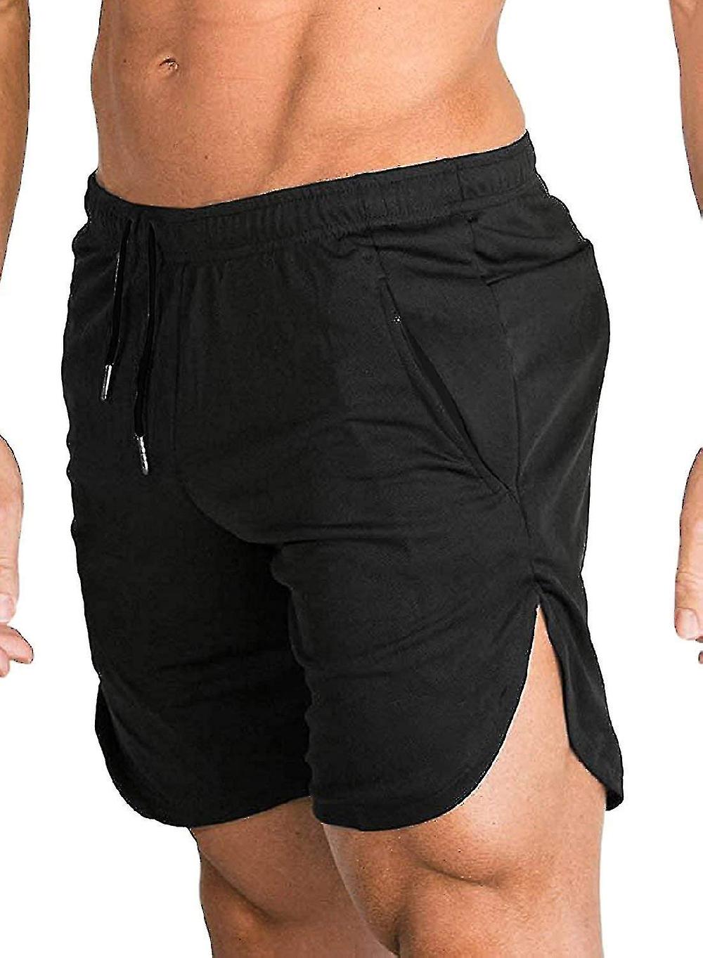 Men's Solid Gym Workout Shorts Bodybuilding Running Fitted Training Jogging Short Pants