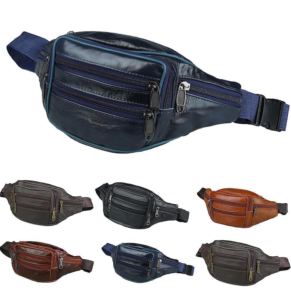 Men Waistpack Leather Fanny Waist Pack Daily Belt Bag Travel Casual Sport Bumbag