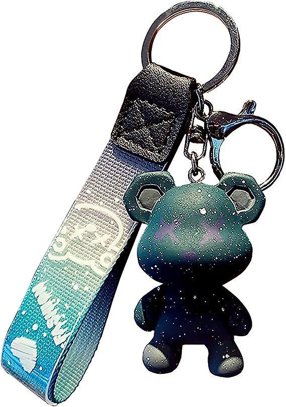 Men Women Boy Girl Cute Color Bear Keychain Creative Braided Rope Resin Animal Pendant Metal Key Ring