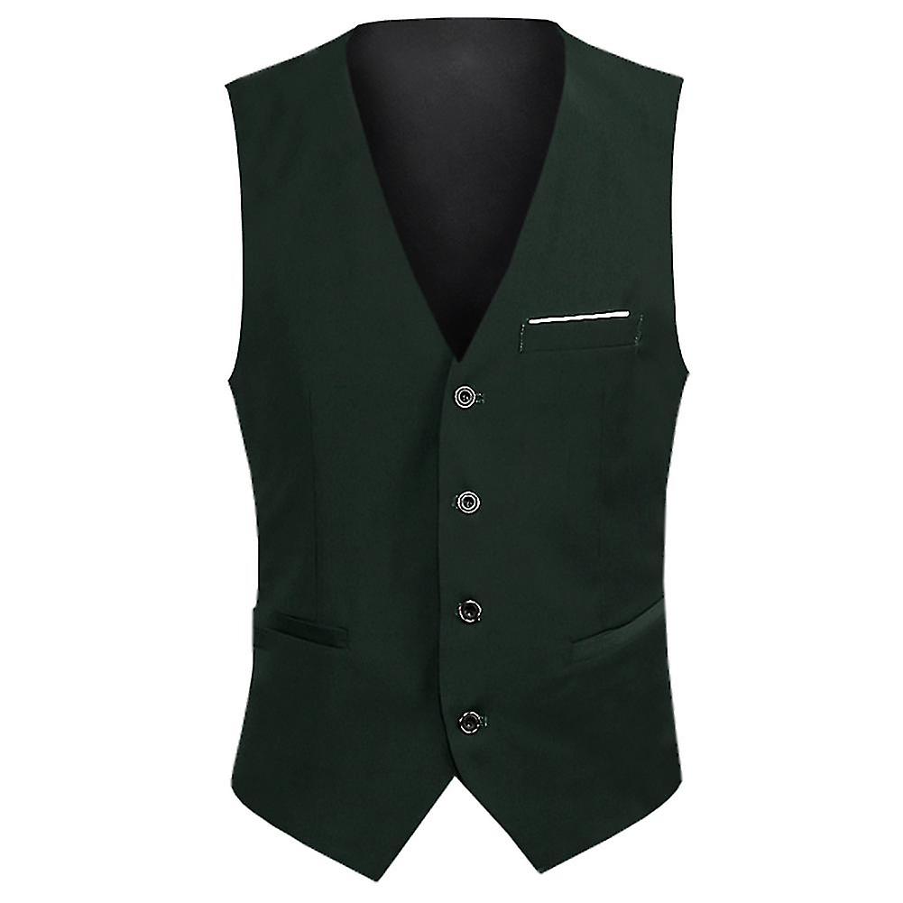 Mens Business Slim Formal Vest Tinta Unita Petto Gilet