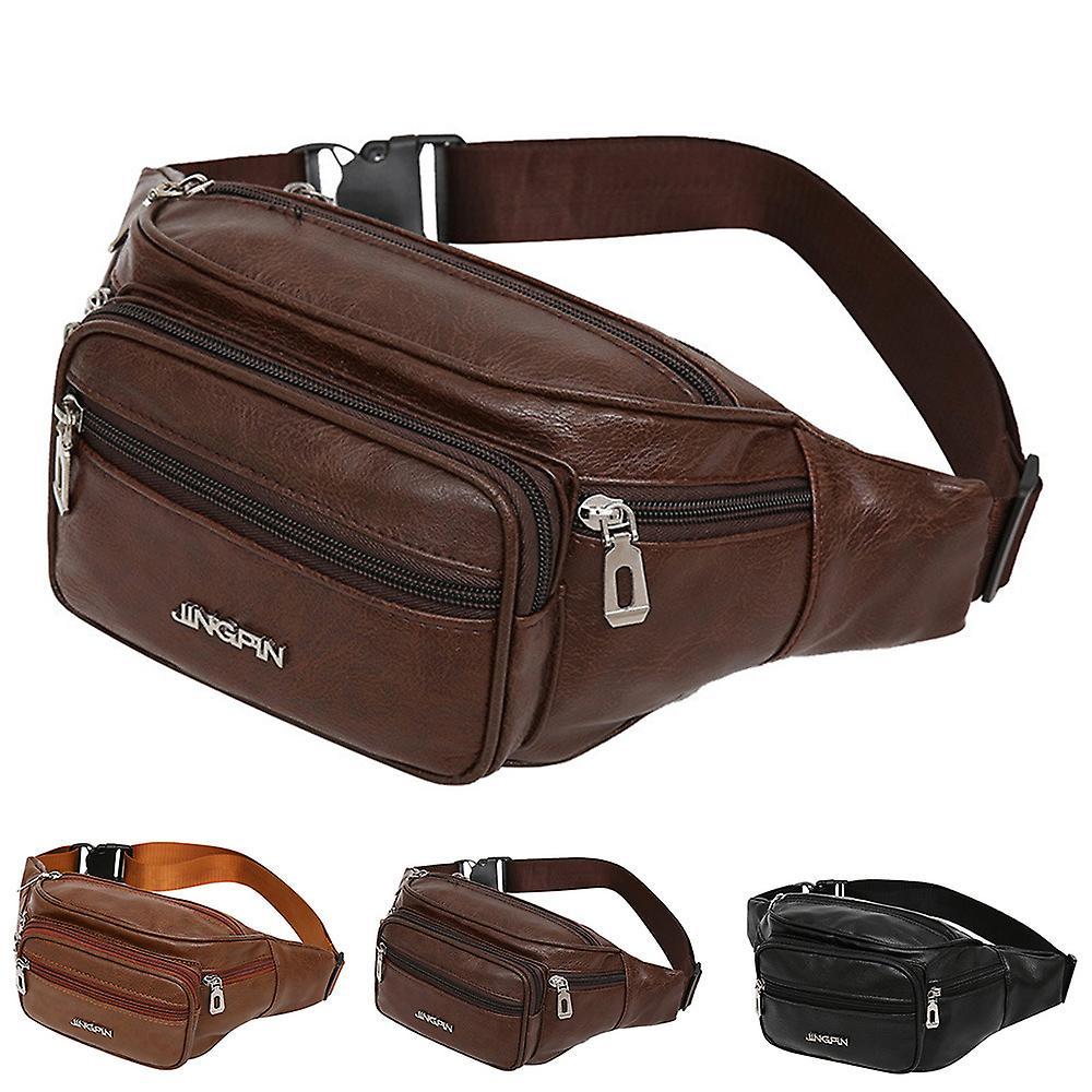 Mens Faux Leather Crossbody Sling Waist Bumbag Fanny Pack Travel Outdoor Adjustable Shoulder Belt Pouch Bag