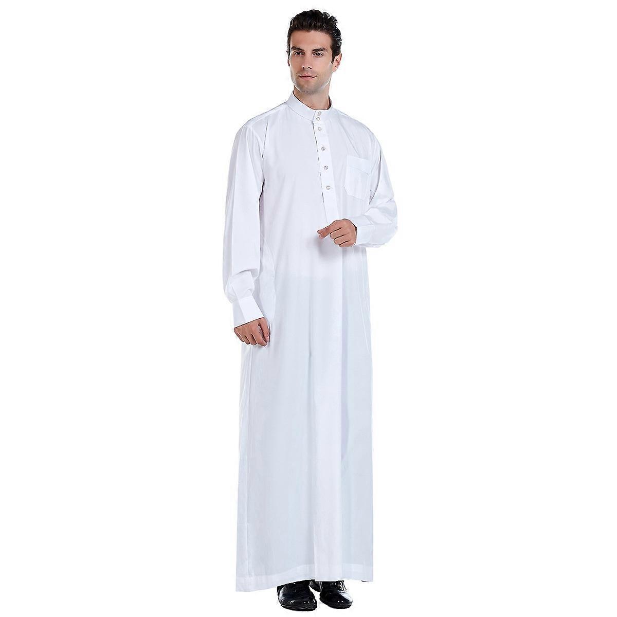 Mens One-piece Sleepshirt Middle Eastern Men's Robes White (M size)