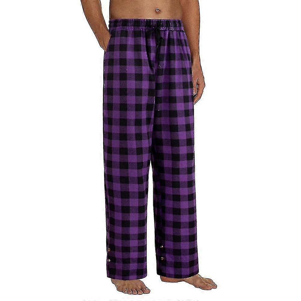 Mens Pajama Pants Christmas Plaid Pj Pants With Pockets Wide Leg Sleep Pants