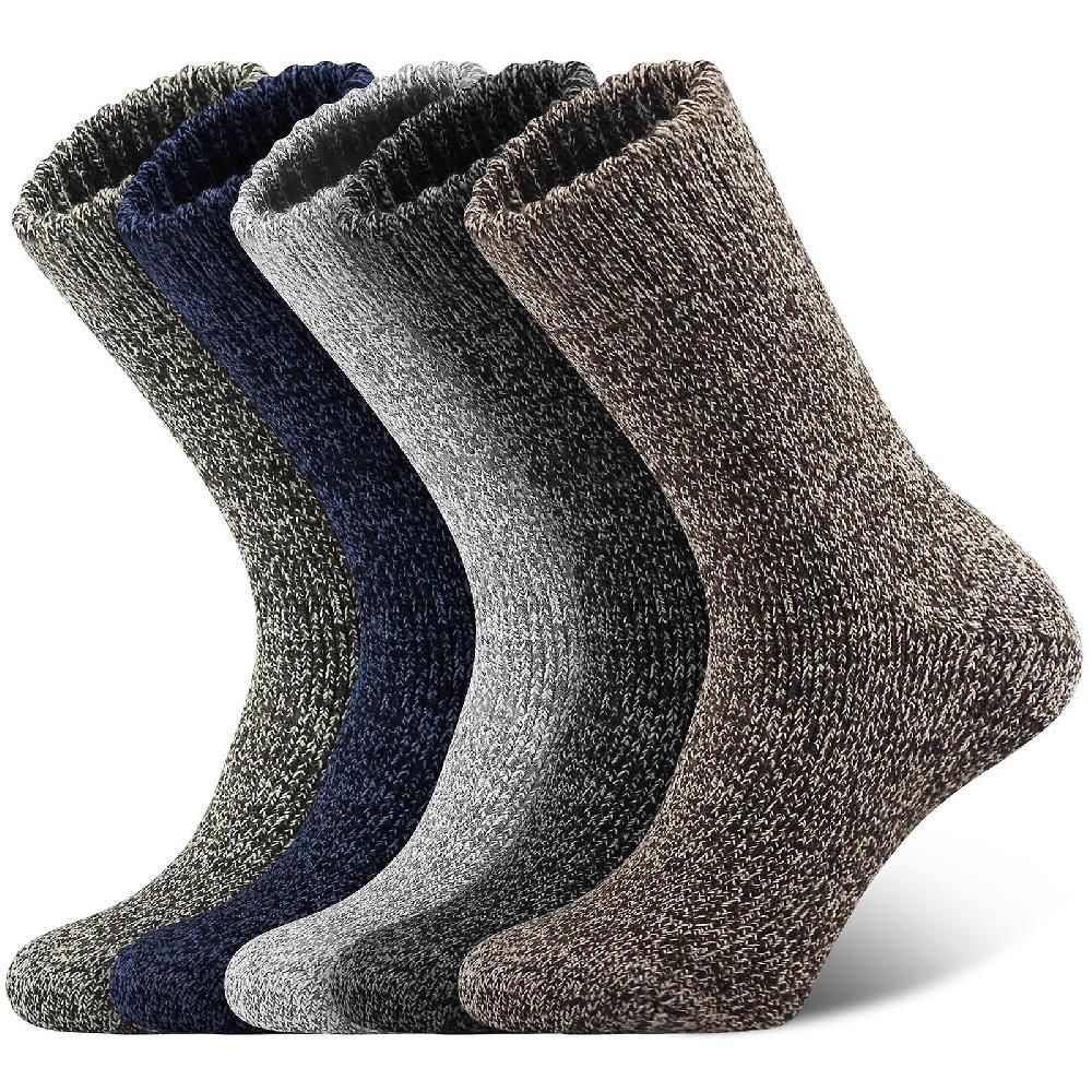 Mens Thermal Socks Merino Wool Socks 5 Pairs Extra Warm Winter Boot Socks (40-47)C