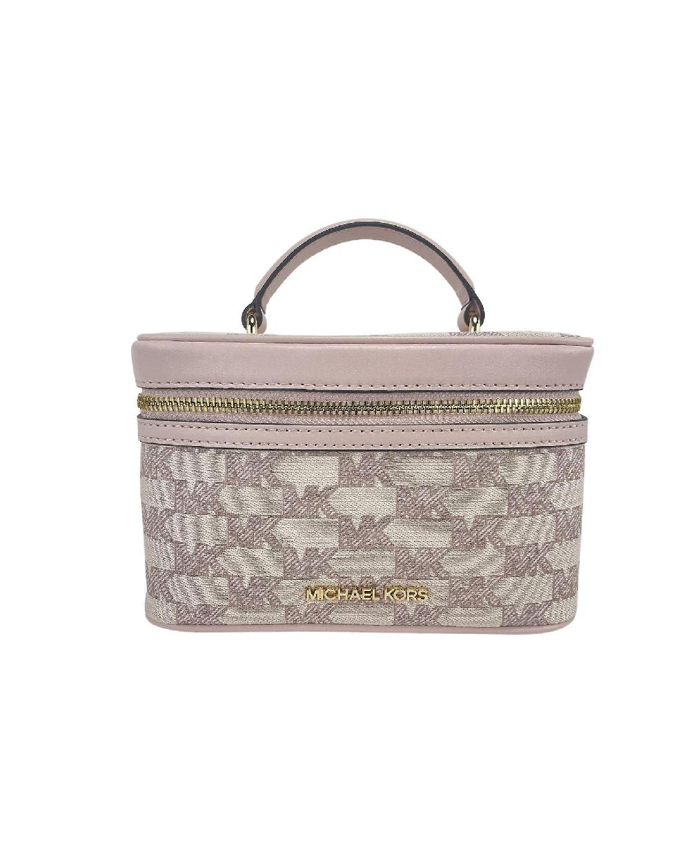 Michael Kors Jet Set Travel Cosmetic Bag Blush Signature MK Monogram