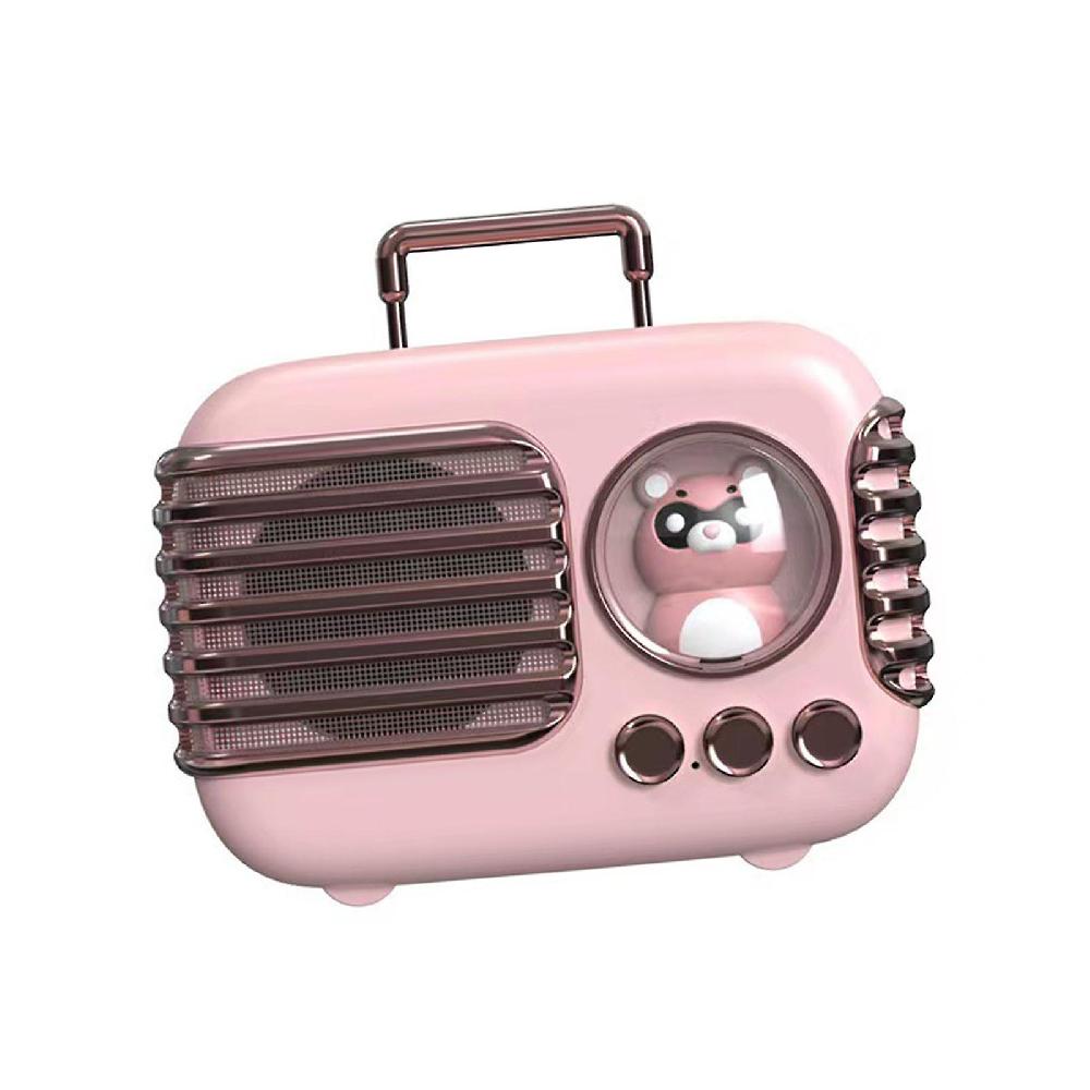 Mini Altoparlante Bluetooth Retrò Carino Design Vintage Piccolo Altoparlante Per Bagagli Rosa