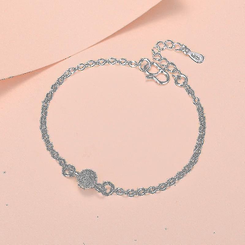 Moda 925 Francobollo Argento Colore Circolare Ball Charm Chain Bracciale Per Le Donne Vintage Bangle Accessori Per Gioielli Regali