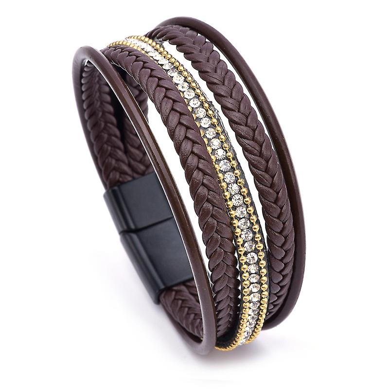 Moda intrecciata corda intrecciata multistrato in pelle uomini braccialetti punk magnete mentale bangle per amico fascino gioielli regali