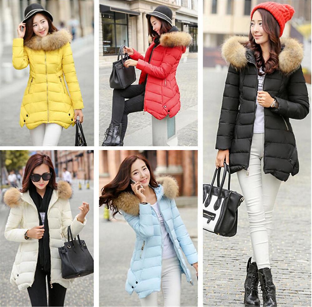 Moda Inverno Donne Giù Cotone Slim Pelliccia Lunga Colletto Giacca Parka
