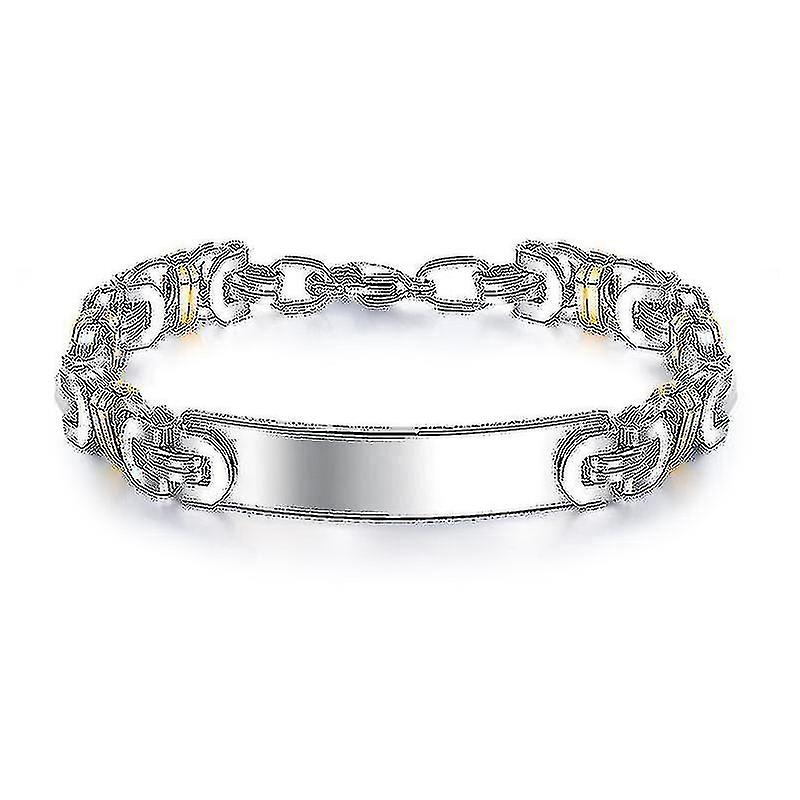 Modyle nuovo marchio oro e argento Colore acciaio inossidabile ID Tag Braccialetto in pelle per uomo