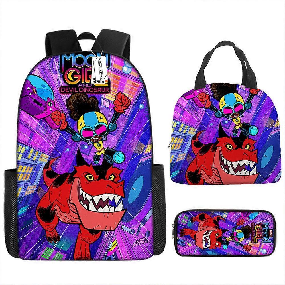 Moon Girl And Devil Dinosauro Zaino Studente Della Scuola Primaria E Secondaria Zaino Pranzo Borsa Matita Borsa Tre Pezzi Set 17 -HGDMV