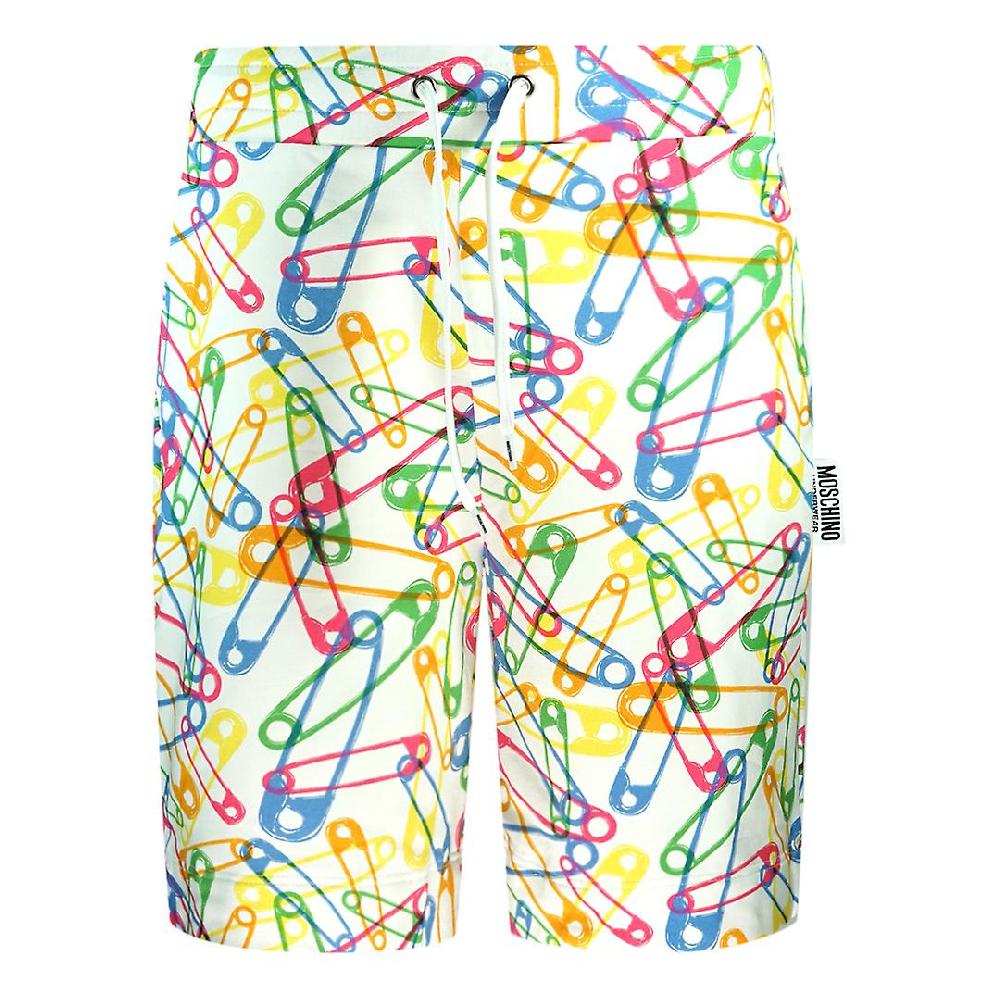 Moschino Multicolor Pin Design Pantaloncini Bianchi