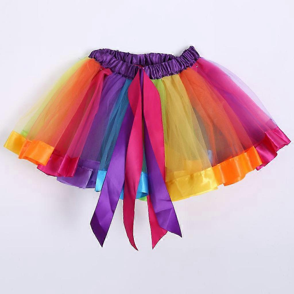 Mother Daughter Girl Women Rainbow Skirt Adult Kids Tutu Dancing Ballet Skirt Multicolour Petticoat Tulle Skirts 2022 New