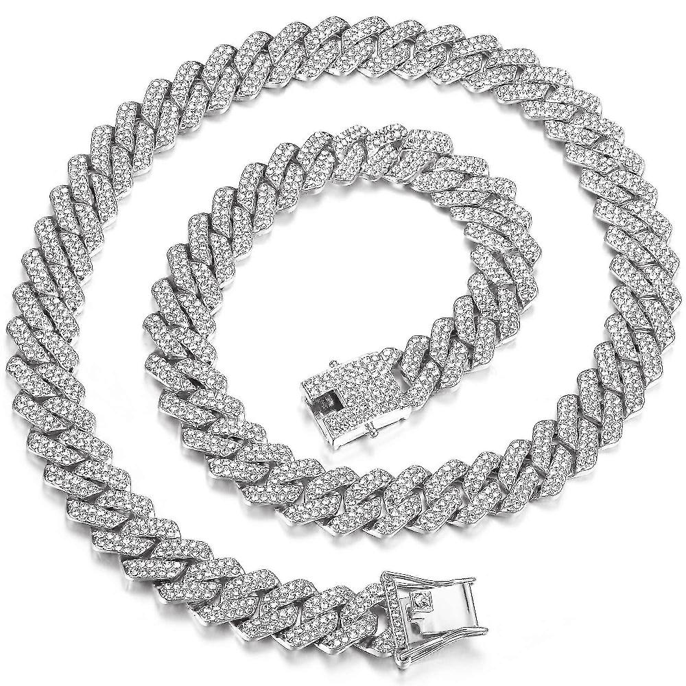 Natale Cubano Maglie Catena Per Gli Uomini 13mm Collana Oro Argento Placcato Collane Catena Diamante 18 Pollici