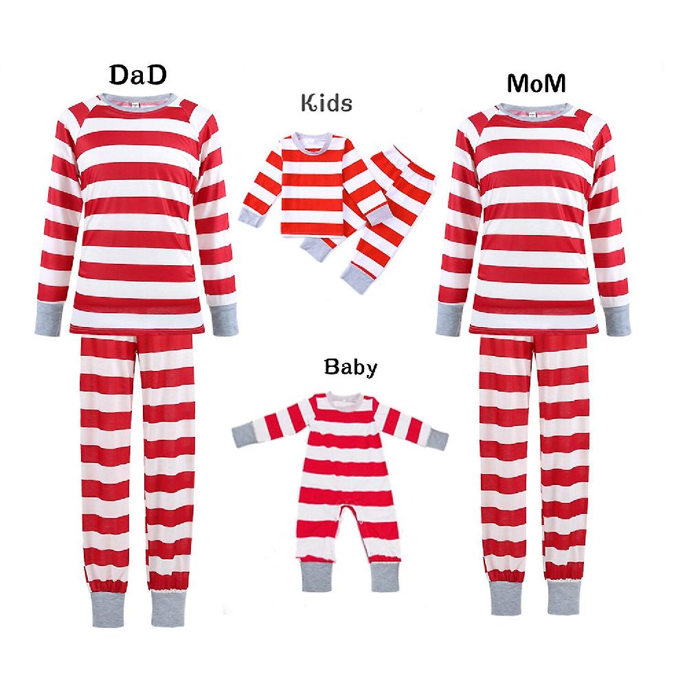 Natale Famiglia Abbinata Vestiti Pigiama Di Natale Set Madre Padre Bambini Figlio Due Pezzi Abiti Pigiama A Righe Rosse Pigiama Sleepwear