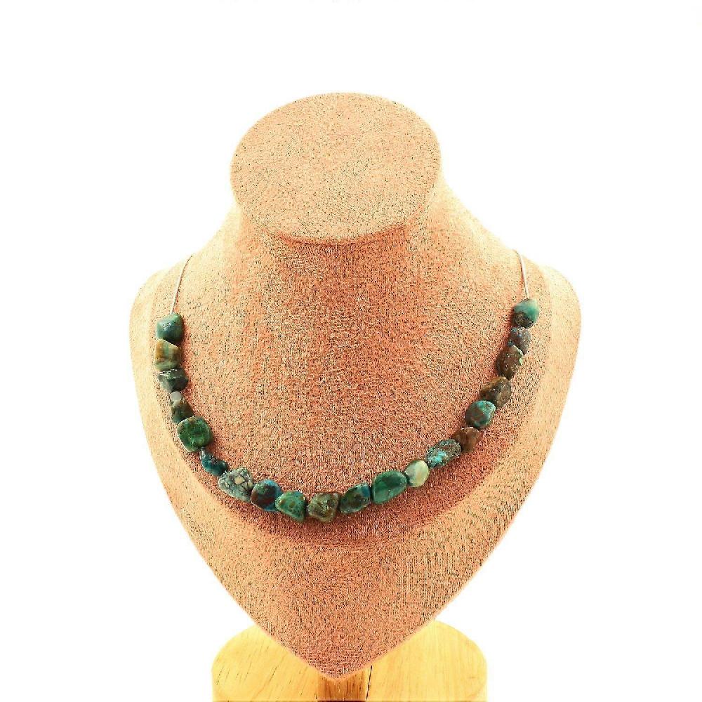 Necklace 20 Chrysocolla beads from the USA Stainless steel chain