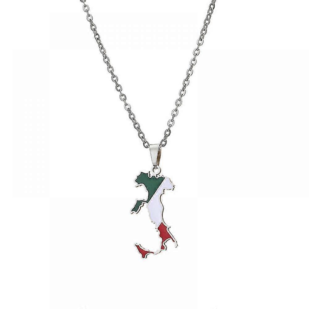 Necklace Italy Map Pendant Stainless Steel Necklace Accessories Family Style Lady's Map Pendant Jewelrysteel Color Xq-ps481