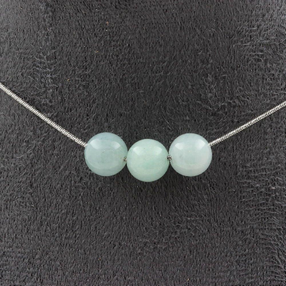 Necklace with 3 Amazonite beads 8 mm Stainless steel chain