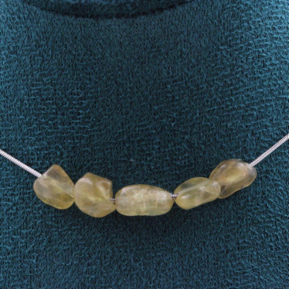 Necklace with 5 yellow Apatite beads from Madagascar Stainless steel chain