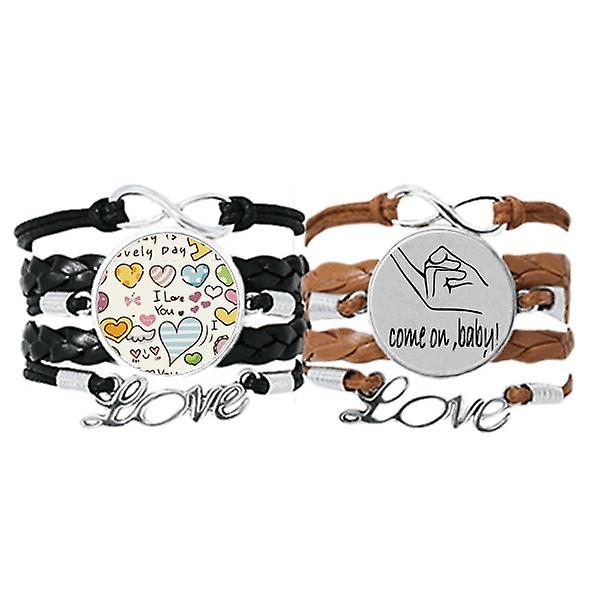 Nero personalizzato gesto bracciale mano cinturino pelle amore modello braccialetto doppio set