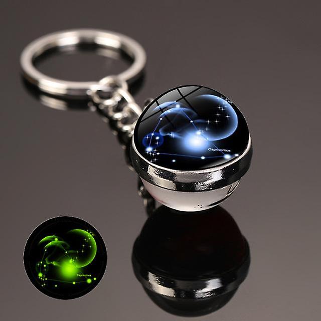 New 12 Constellation Key Ring Starry Sky Luminous Keychain Time Stone Glass Ball Key Chain Accessories Pendant Key Chain Gifts