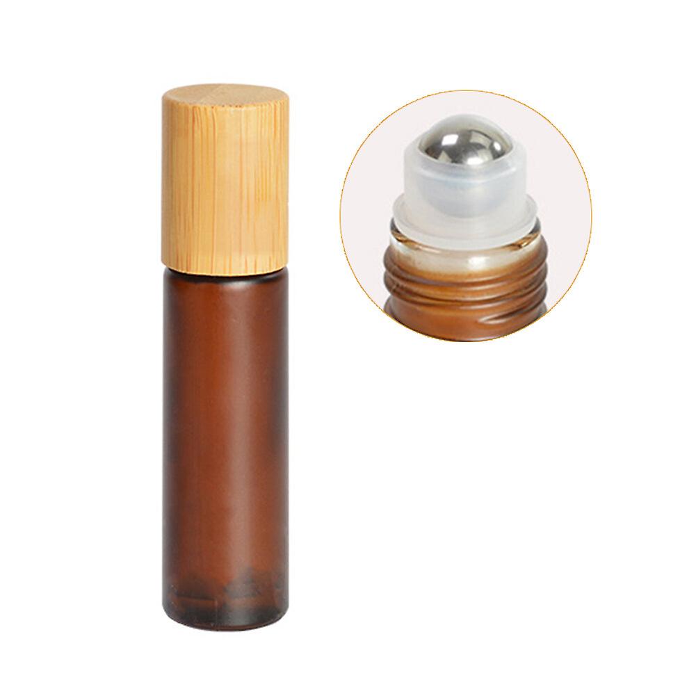 New Bamboo Wood Oil Bottle Stainless Roll On Ball Perfume Aromatherapy Bottle Oil Roller Bottle