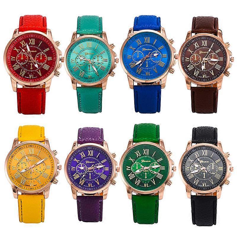 New Fashion Women Leather Band Stainless Steel Quartz Analog Wrist Watch