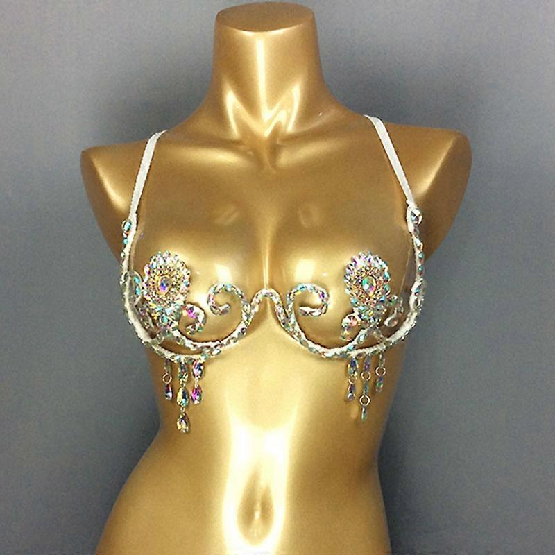 New Samba Carnival Costume Top Bra Rainbow Stone Sexy Belly Dancing WIRE BRA BB003