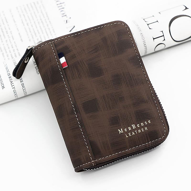 New Short Men Wallets Luxury Zipper Coin Pocket Card Holder Free Name Print Male Purses High Quality Money Clips Men's Wallet