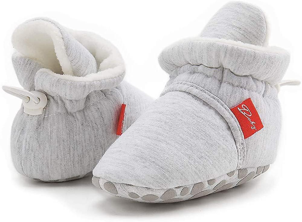 Newborn Baby Boy Girl Soft Fleece Booties Stay On Infant Slippers Socks Shoe Non Skid Gripper Toddler First Walkers Winter Ankle Crib Shoes