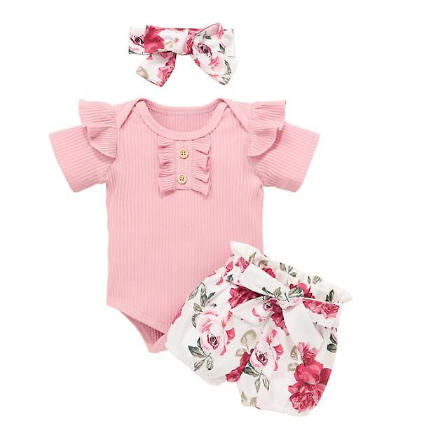 Newborn Baby Girl Clothes Outfits Ruffle Romper and Short Pant Sets