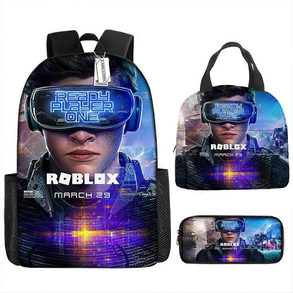 Nuovo Cartoon Night Wing Print Zaino Studenti Della Scuola Primaria E Secondaria Sacchetto Della Scuola Sacchetto Pranzo Sacchetto Matita Borsa Tre Pezzi Set 1 -HGDMV