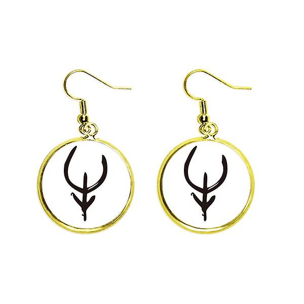 Ossa Iscrizioni Zodiaco Cinese Mucca Orecchio Penzolare Golden Drop Orecchino Gioielli Donna