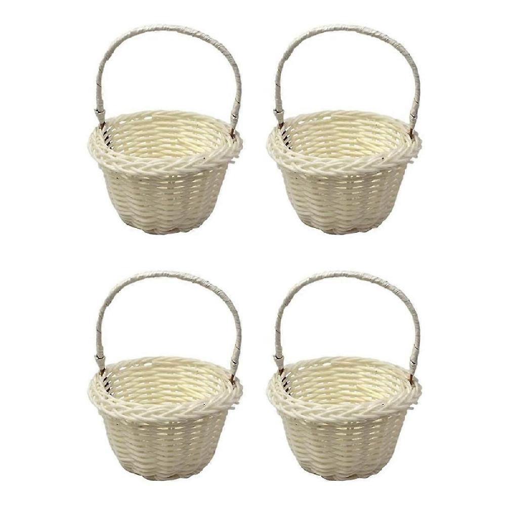 Pack Of 4 Mini Woven Baskets Wedding Flower Basket 8x5 Cm Baskets For Flower Girls Flower Girl Baskets Braided Flowers
