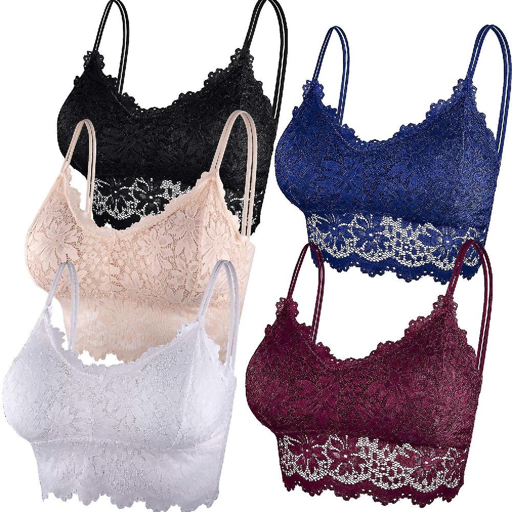 Pack Of 5 Lace Bra Bralette Lace Padded For Women And Girls 5 Colors